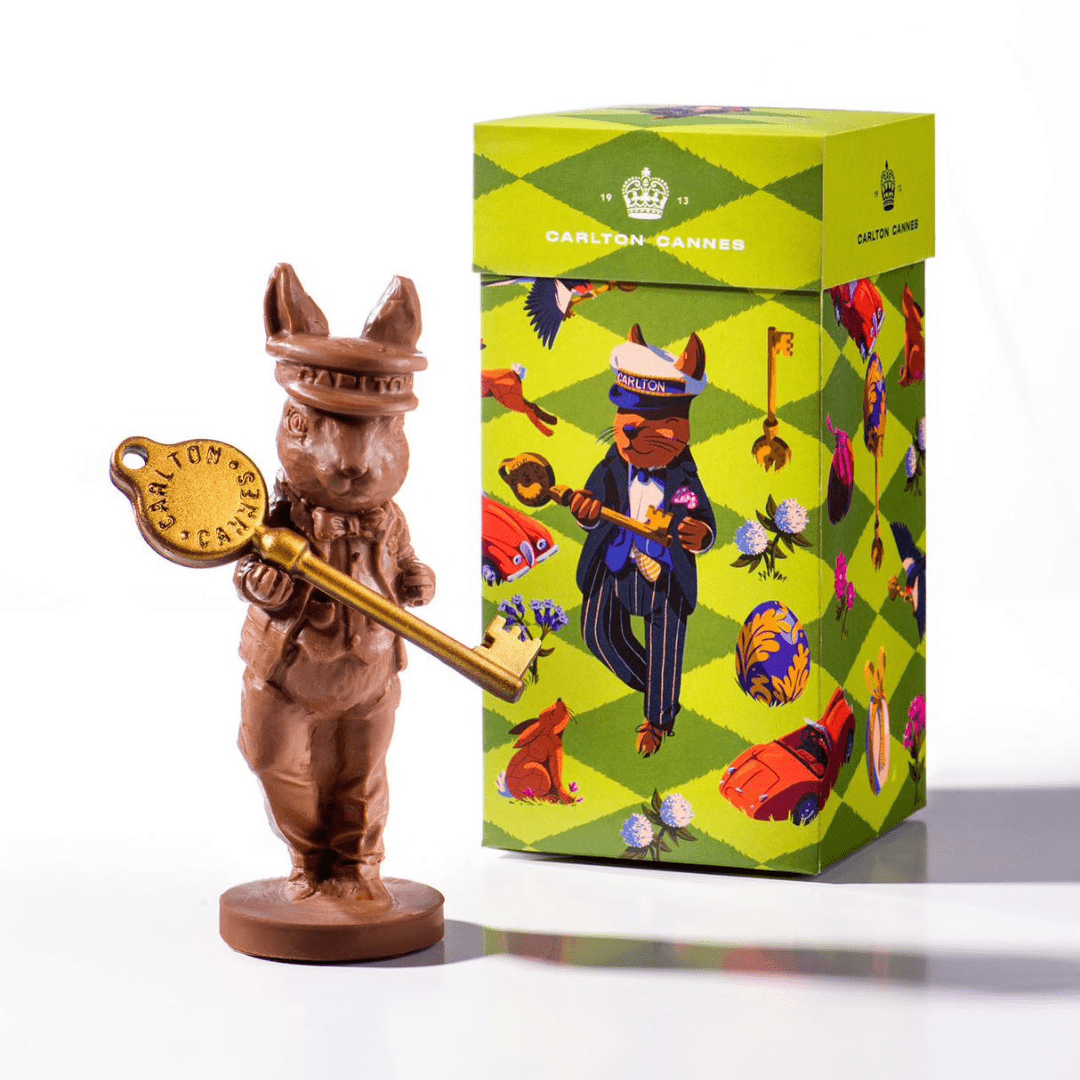 Sujet de Paques de l'Hotel de Luxe Carlton Cannes avec des moules silicone sur-mesure fabriqué par Le Madlen Studio