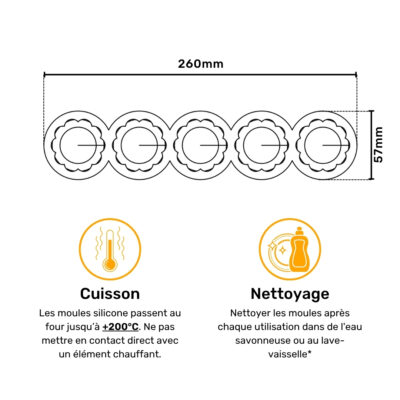 Plan avec dimensions du moule silicone bosse madeleine - Dessin du Madlen Studio