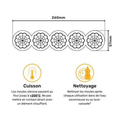 Plan avec dimensions du moule silicone de la coquille madeleine 45mm - Dessin du Madlen Studio
