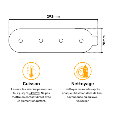 Plan avec dimensions du couvercle en silicone anti-pousse pour cuisson de notre madeleine ronde 60mm - Fabriqué par Le Madlen Studio