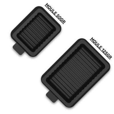 Moule à beurre en silicone long avec beurre moulé "Le Généreux", disponible en 50 g et 125 g